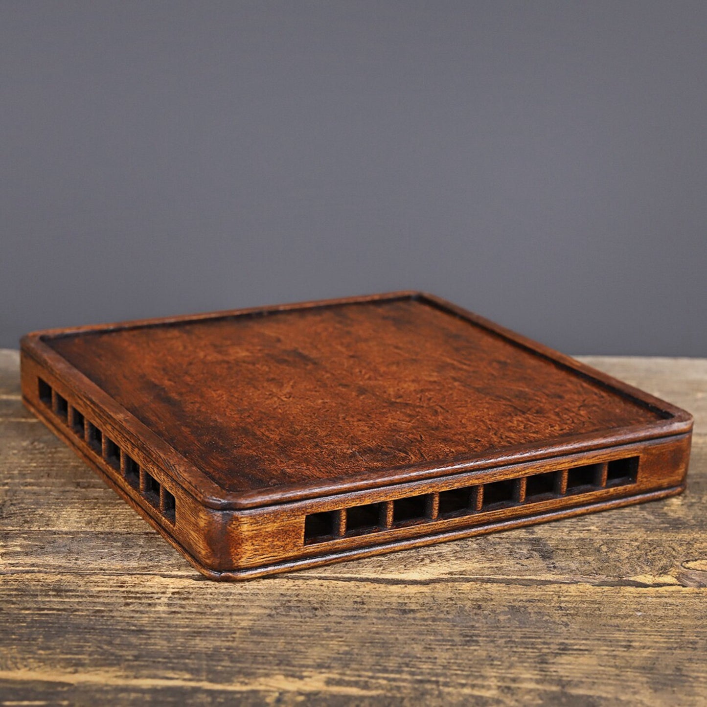 Chinese antique rosewood hollow tray