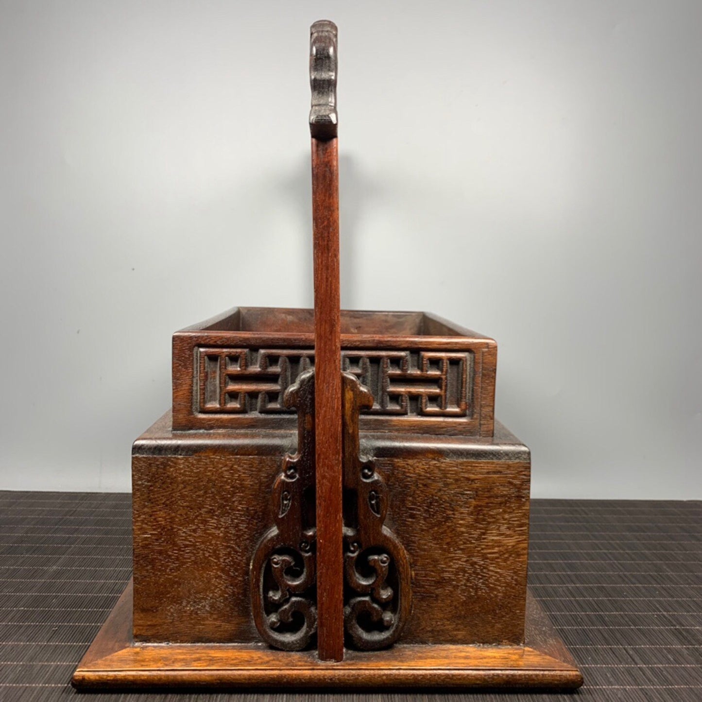 Chinese antique rosewood auspicious carrying box