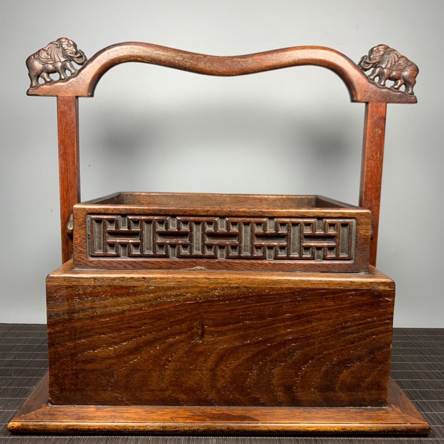 Chinese antique rosewood auspicious carrying box