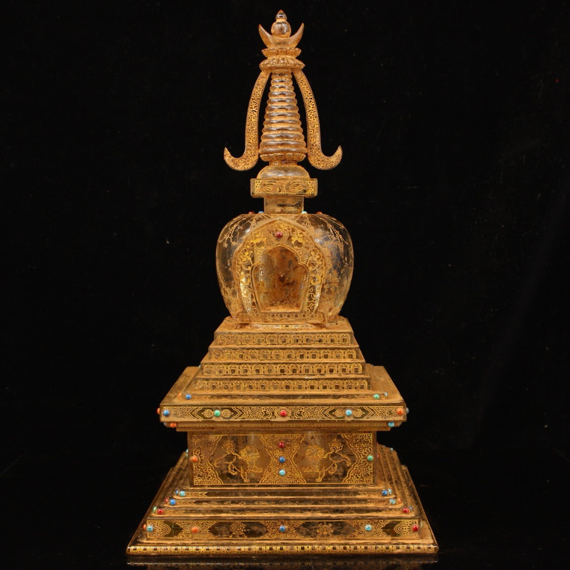 Chinese antique crystal carved relics Bodhi pagoda