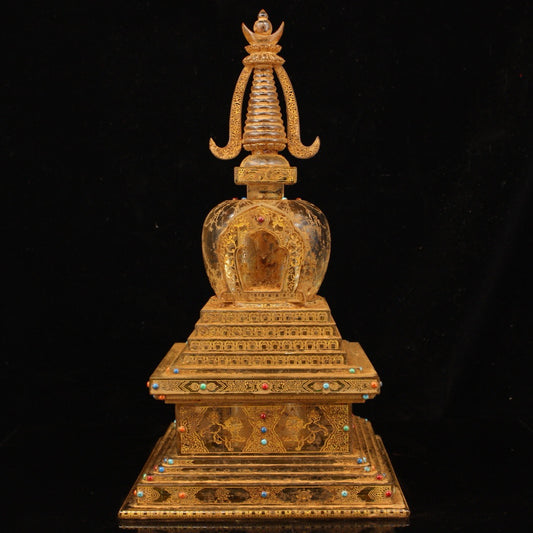 Chinese antique crystal carved relics Bodhi pagoda