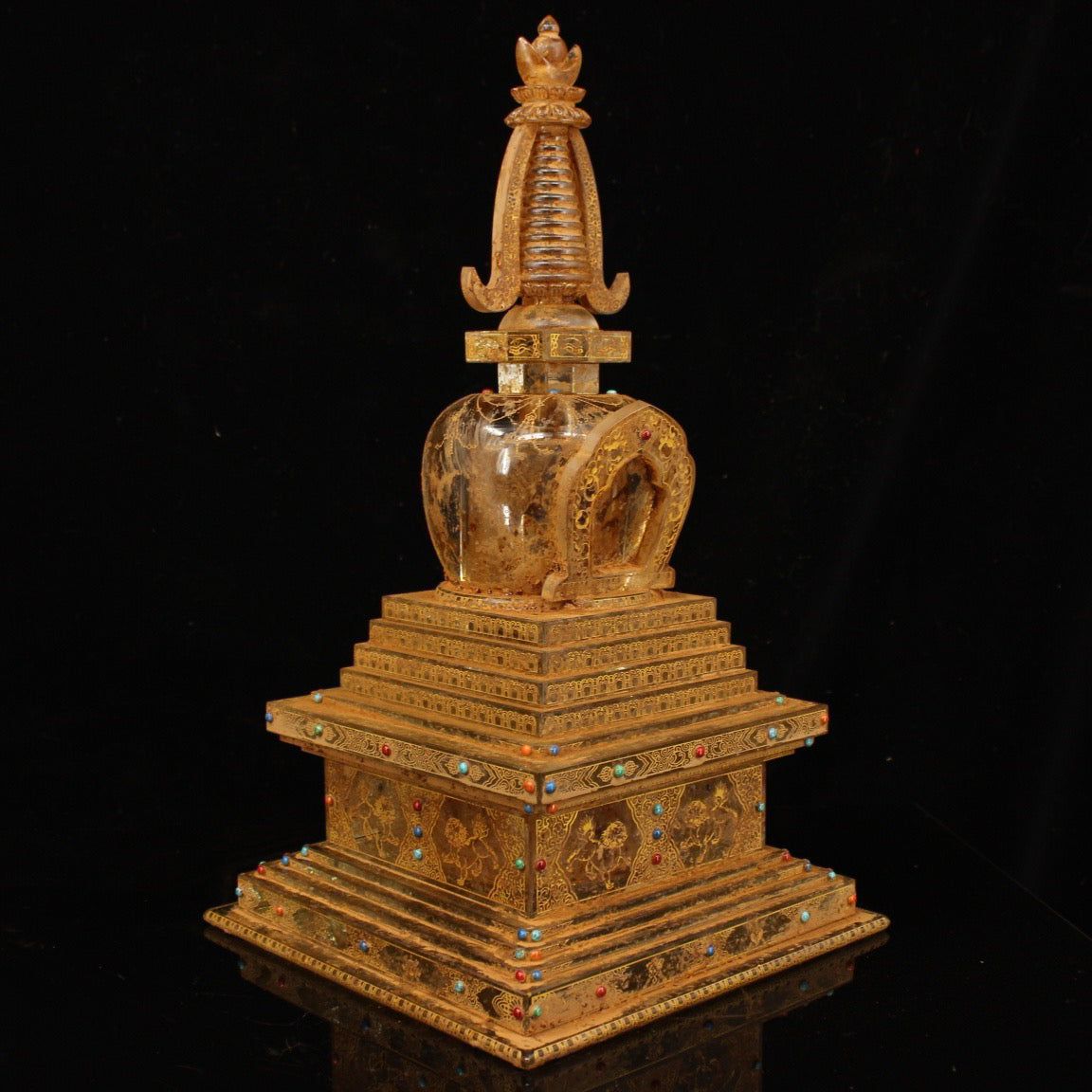 Chinese antique crystal carved relics Bodhi pagoda