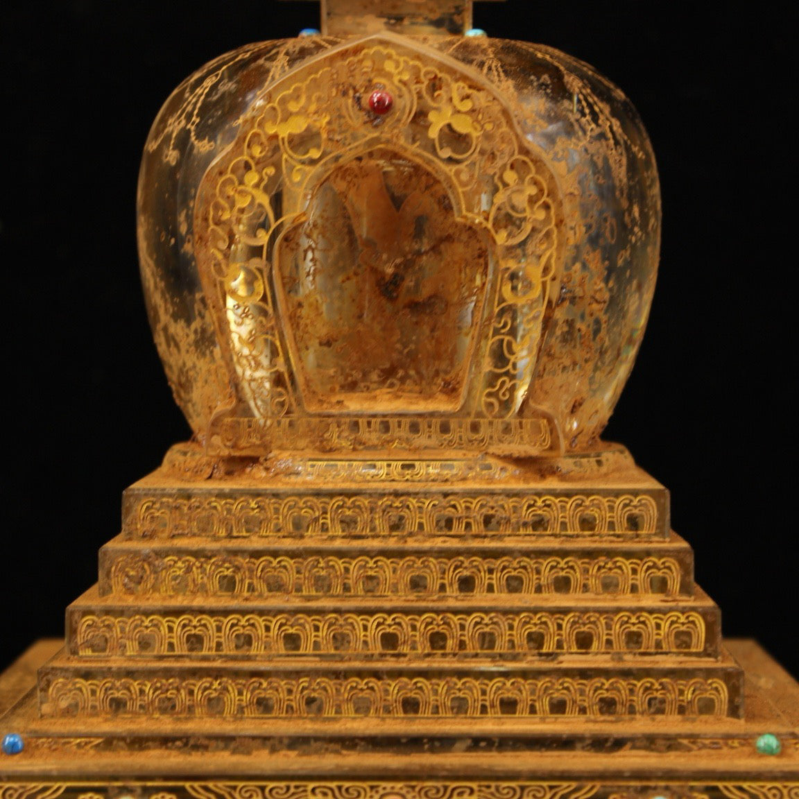 Chinese antique crystal carved relics Bodhi pagoda