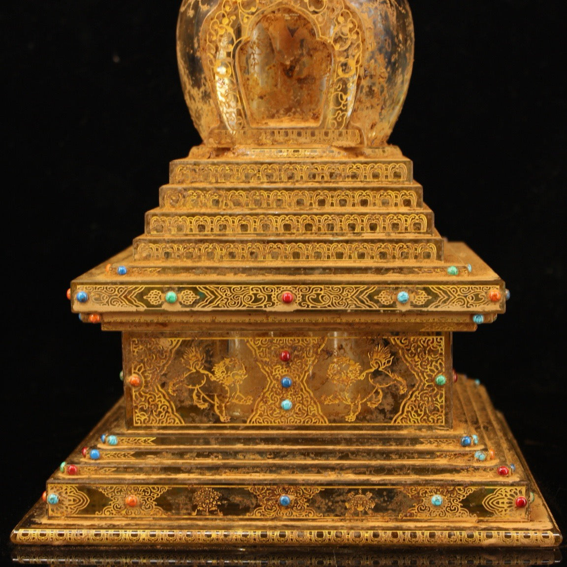 Chinese antique crystal carved relics Bodhi pagoda
