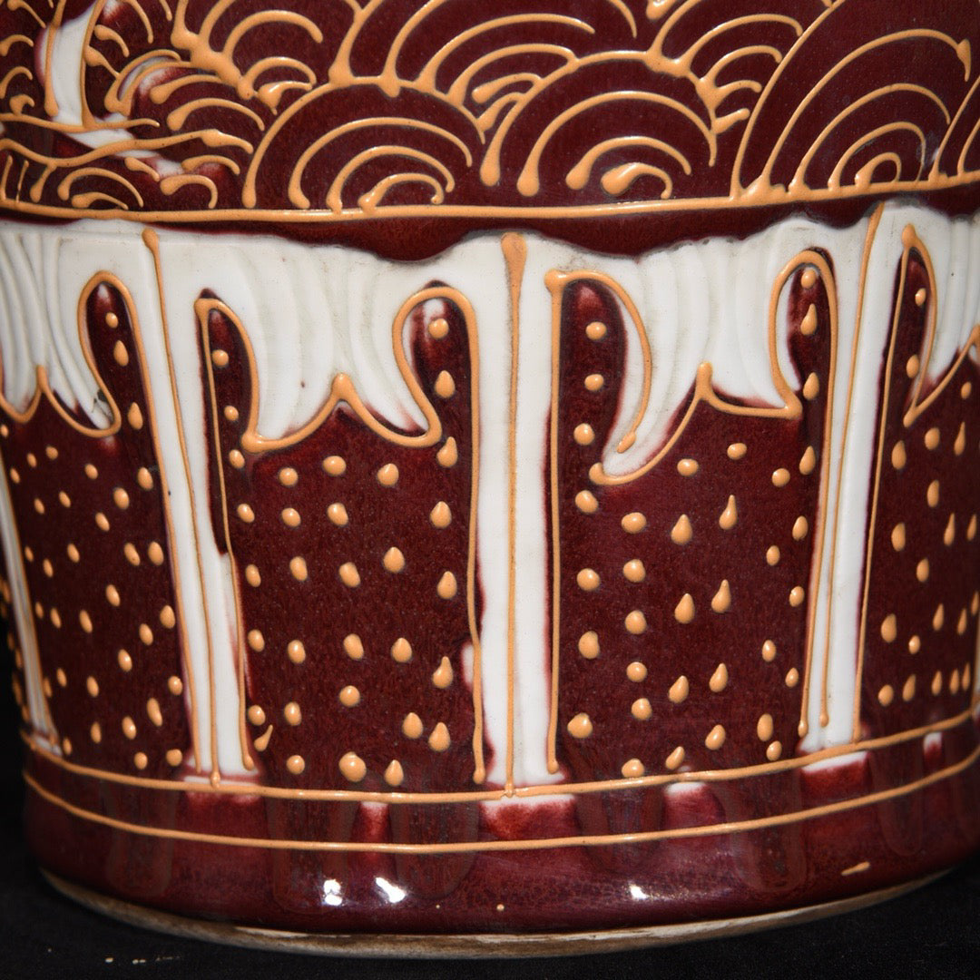 Chinese antique plum vase with golden dragon pattern