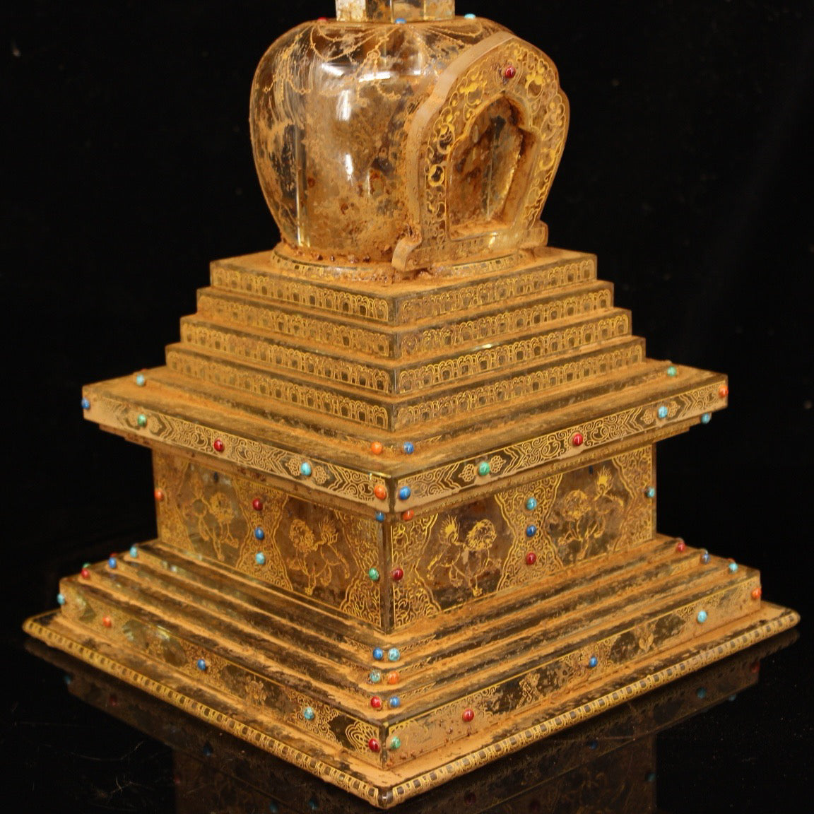 Chinese antique crystal carved relics Bodhi pagoda