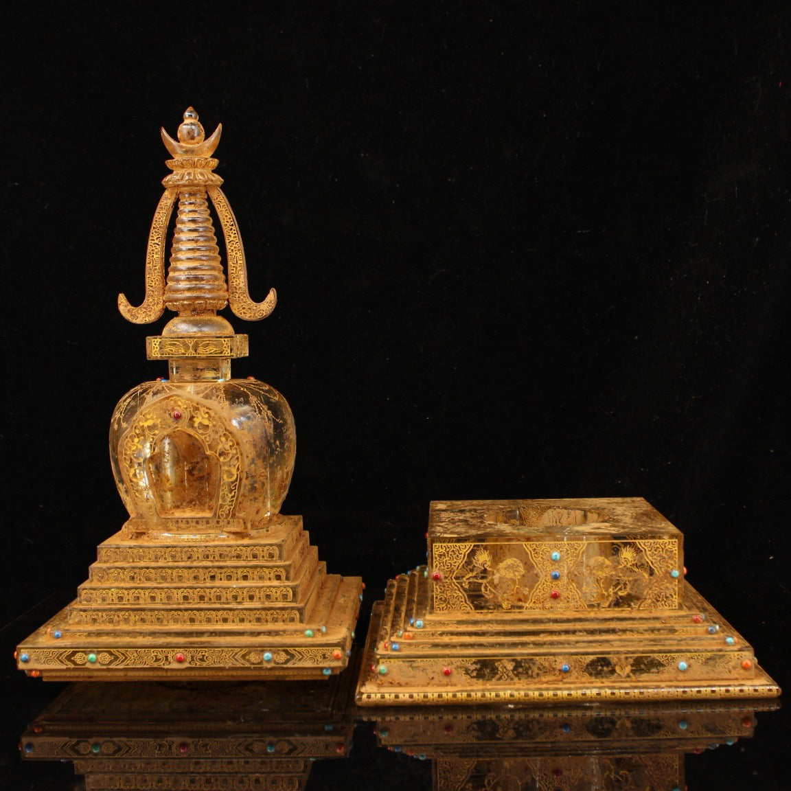 Chinese antique crystal carved relics Bodhi pagoda