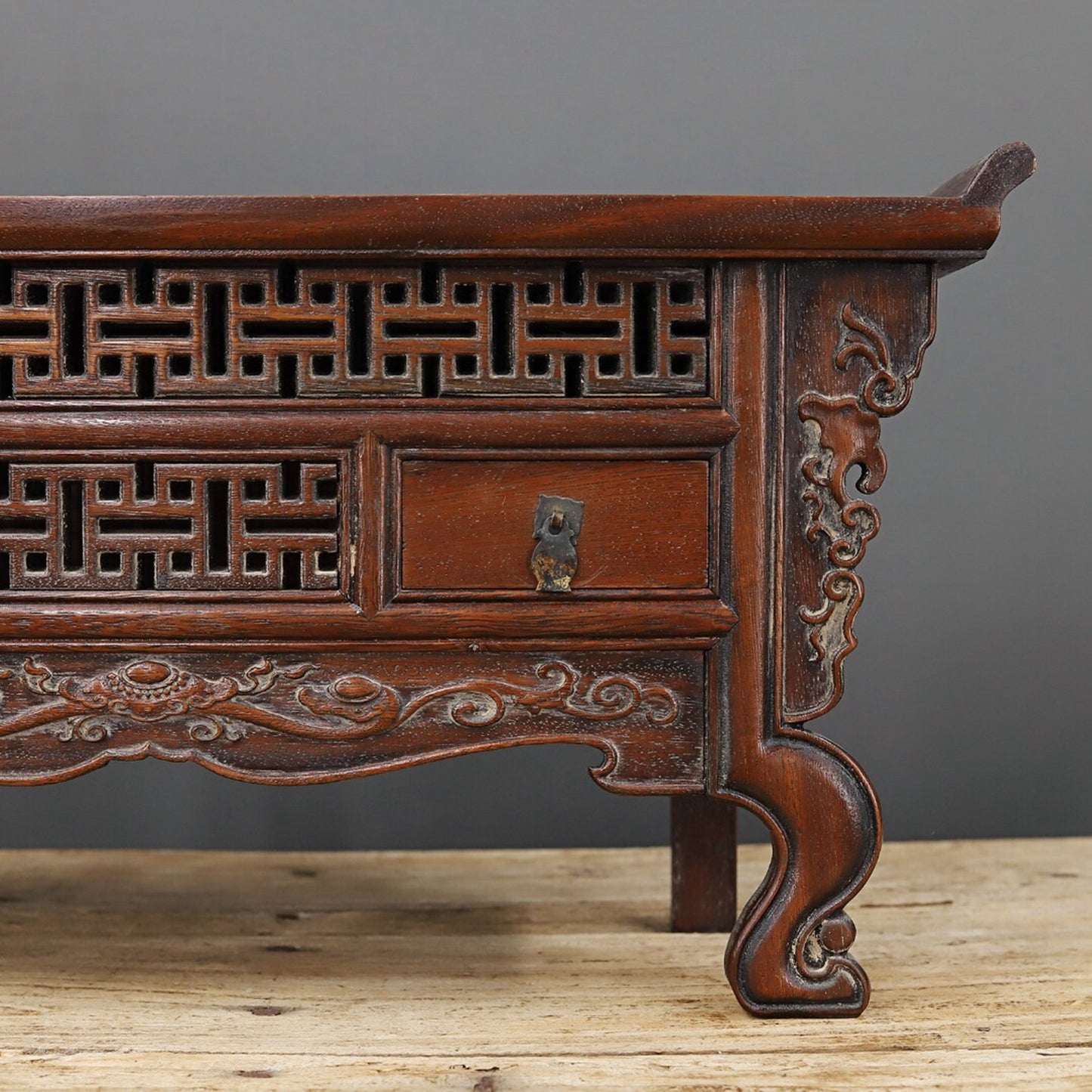 Chinese antique rosewood table banner case