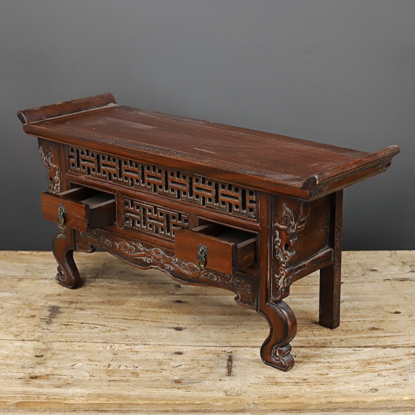 Chinese antique rosewood table banner case