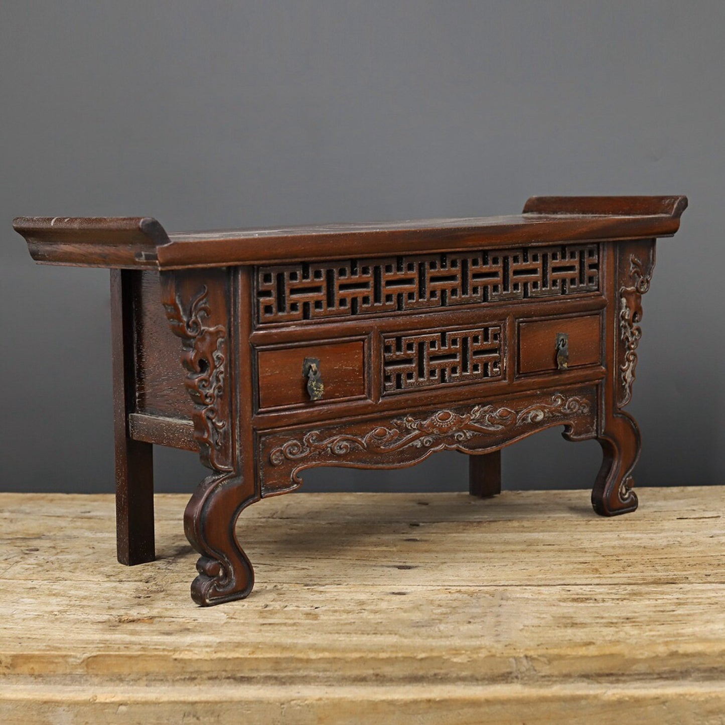 Chinese antique rosewood table banner case
