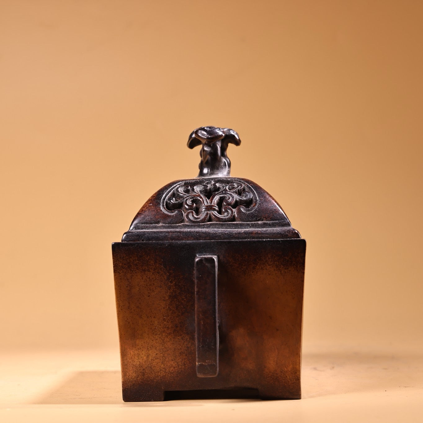 Chinese antique pure copper, all copper, purple copper inlaid with silver wire incense burner