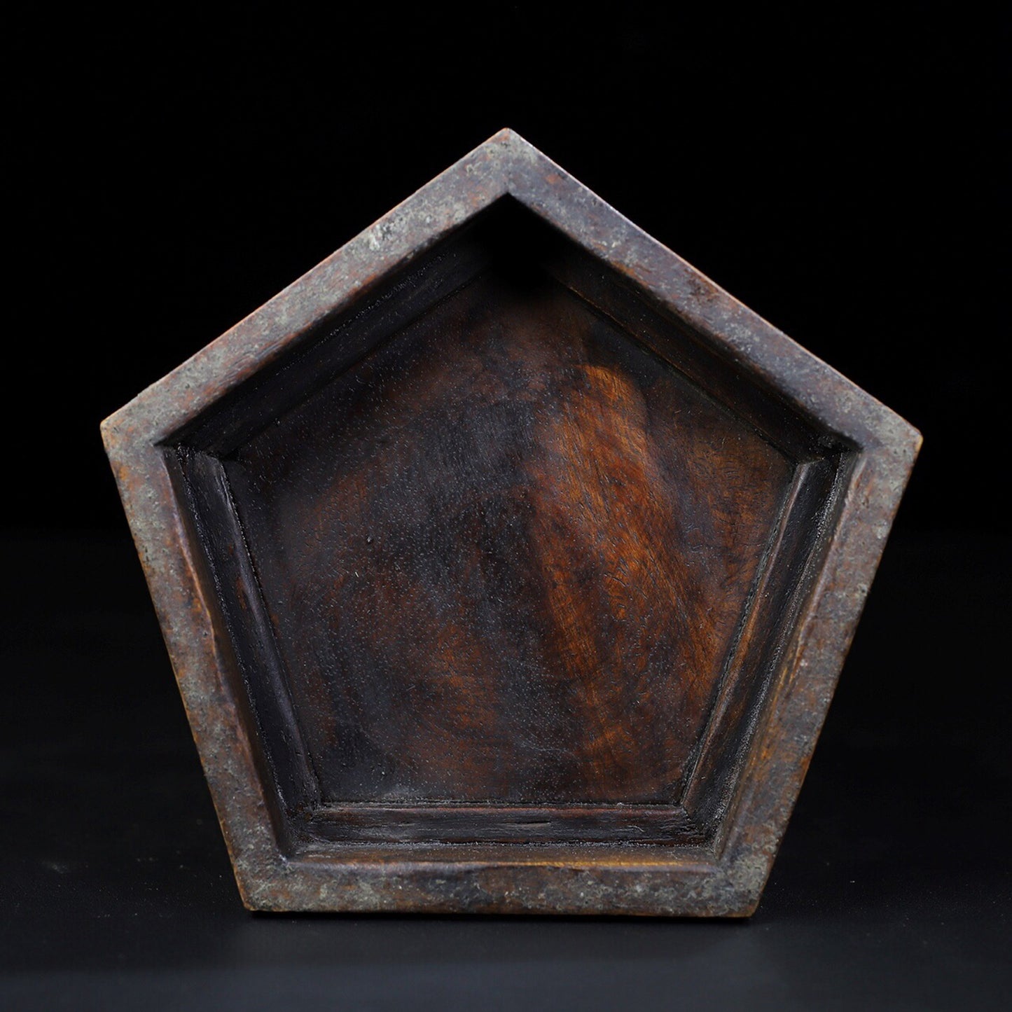 Chinese antique rosewood grimace hexagonal pen holder