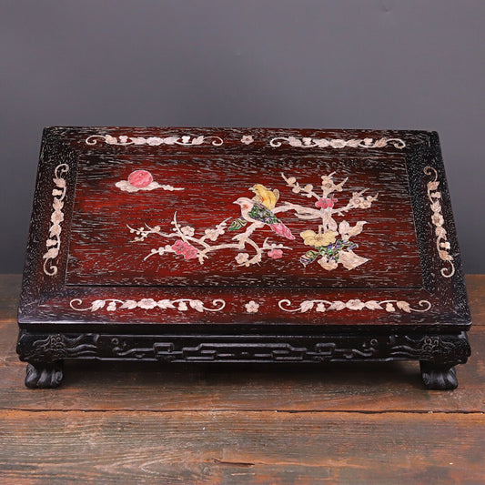 Chinese antique small leaf rosewood inlaid with shell kang table