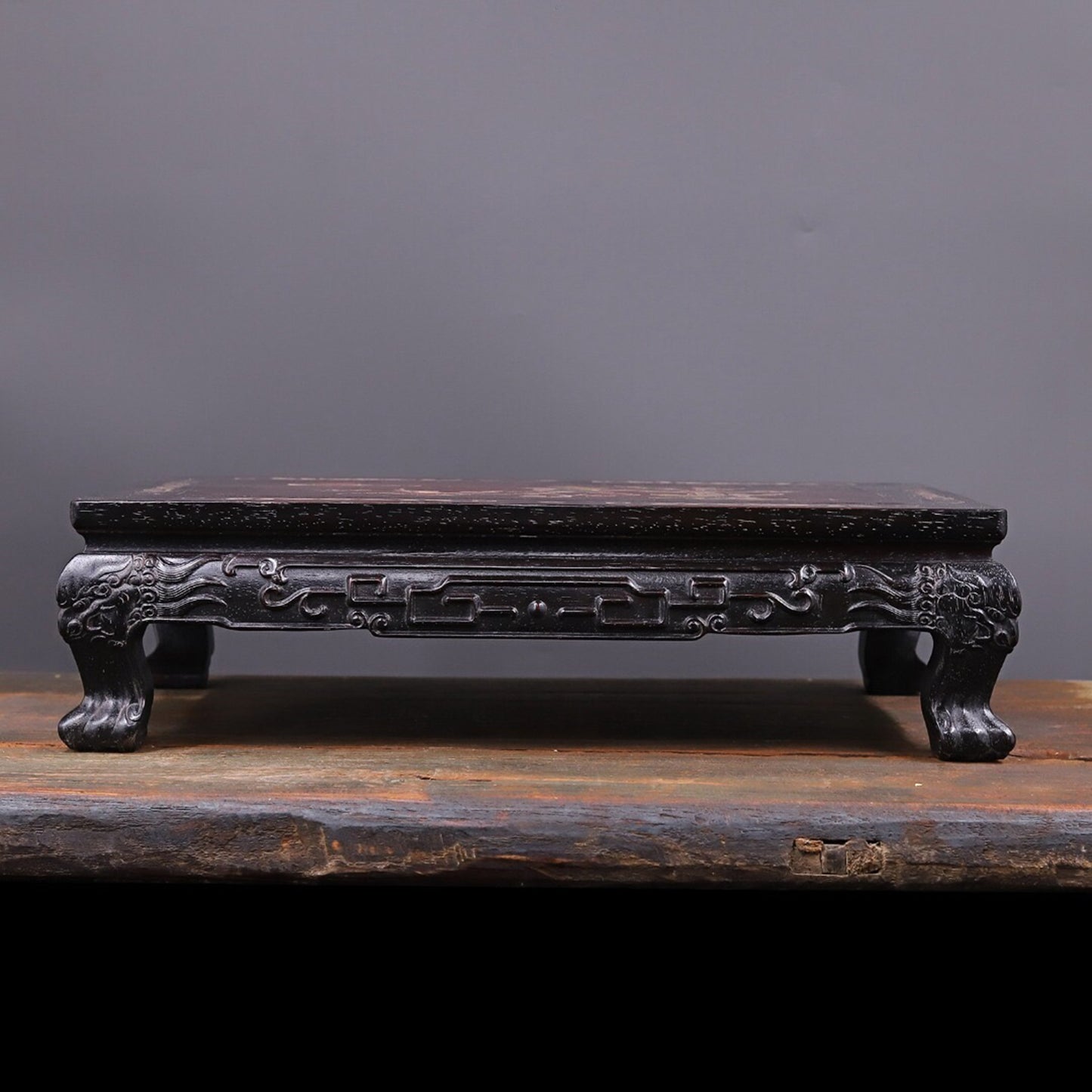 Chinese antique small leaf rosewood inlaid with shell kang table