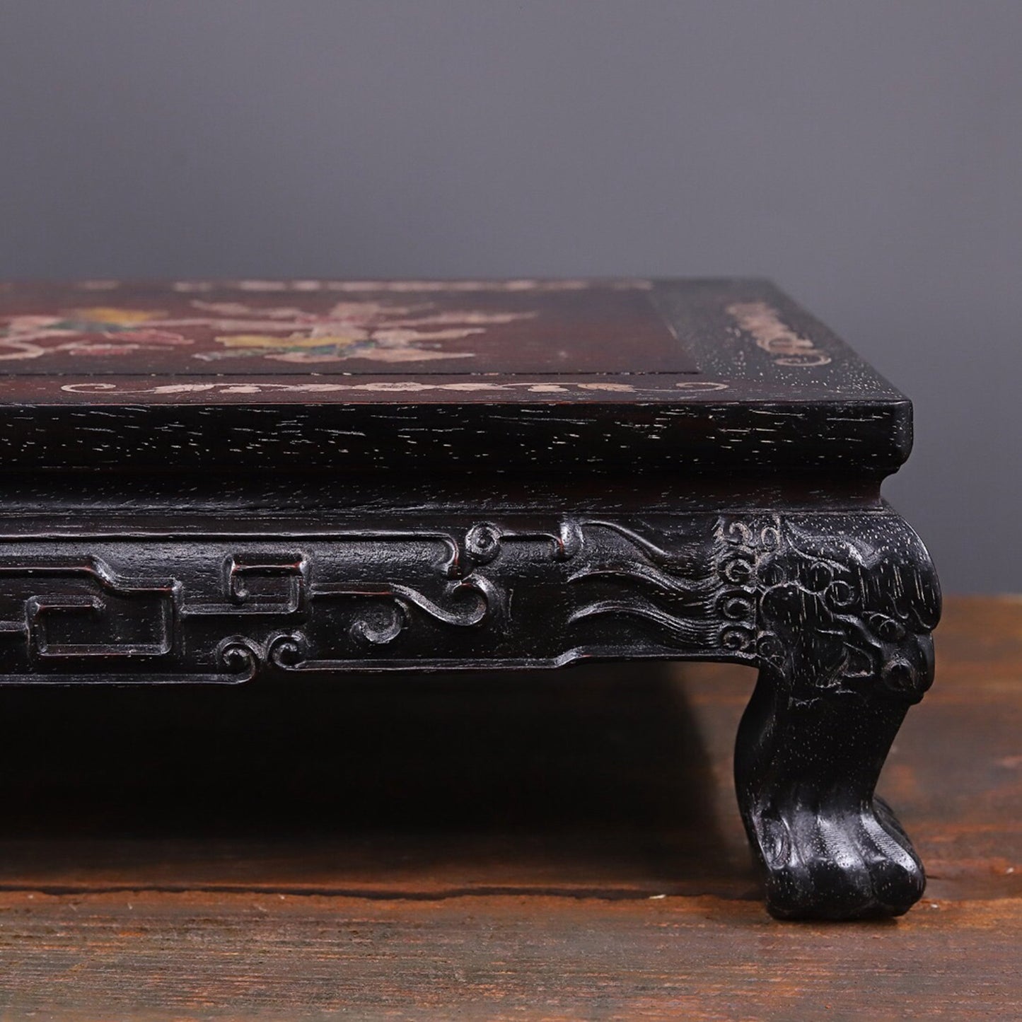 Chinese antique small leaf rosewood inlaid with shell kang table