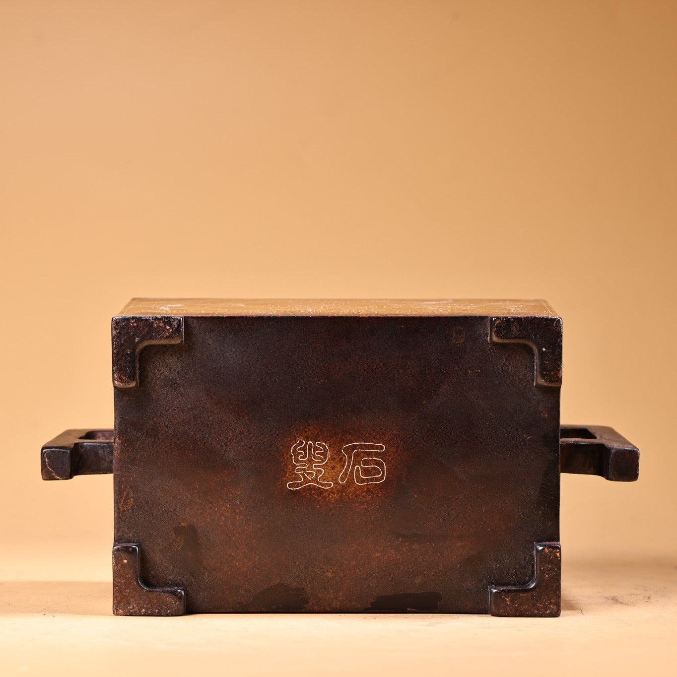 Chinese antique pure copper, all copper, purple copper inlaid with silver wire incense burner
