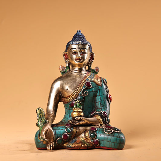 A Chinese antique pure copper pharmacist Buddha statue