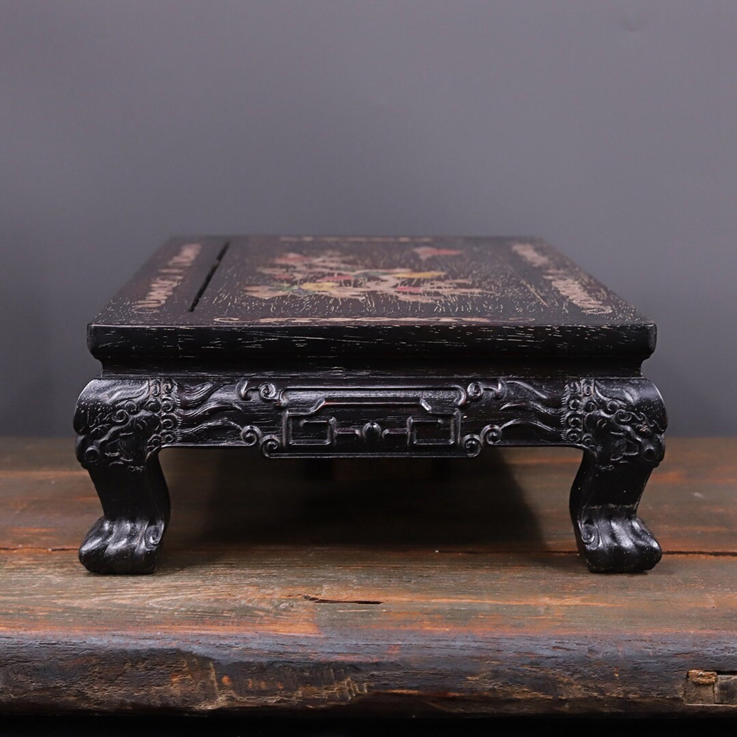 Chinese antique small leaf rosewood inlaid with shell kang table