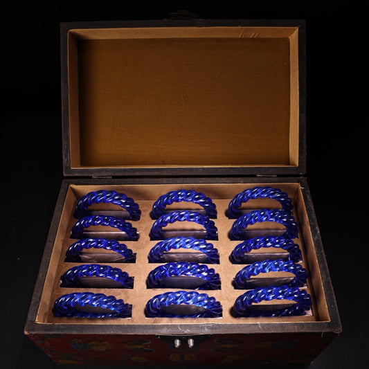 A box of Chinese antique sapphire carving Fried Dough Twists bracelet