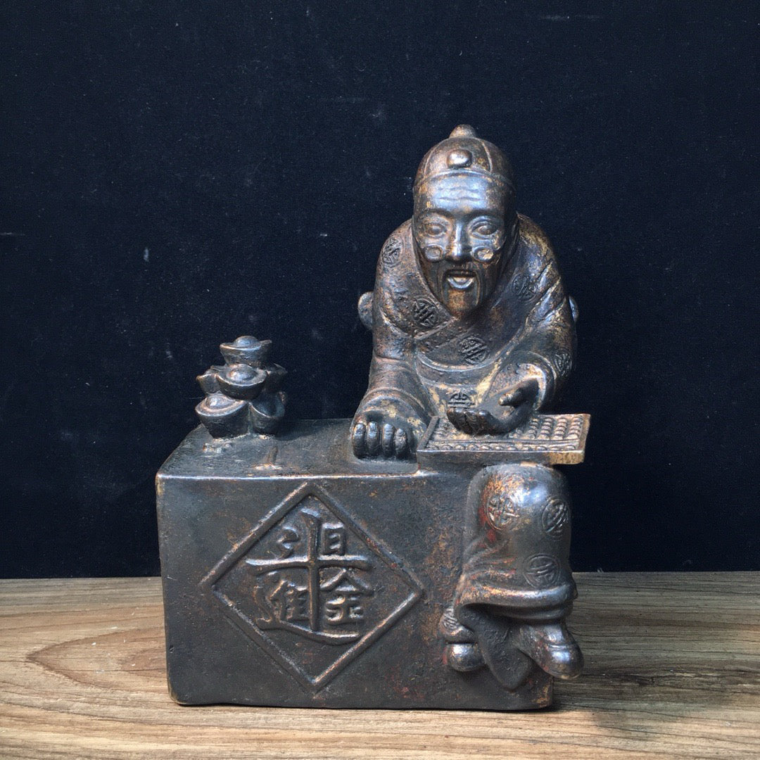 Chinese antique pure copper figure sculptures