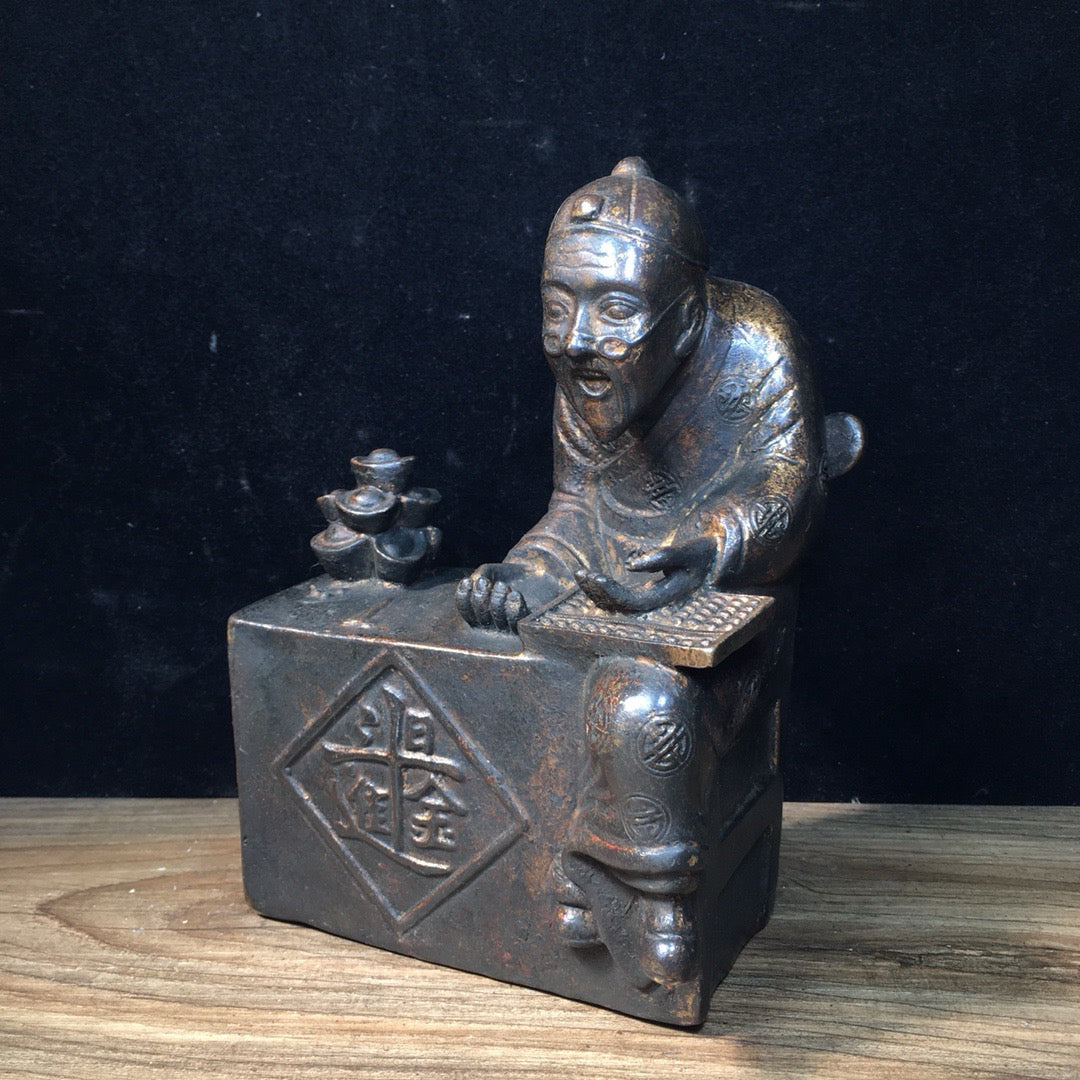 Chinese antique pure copper figure sculptures
