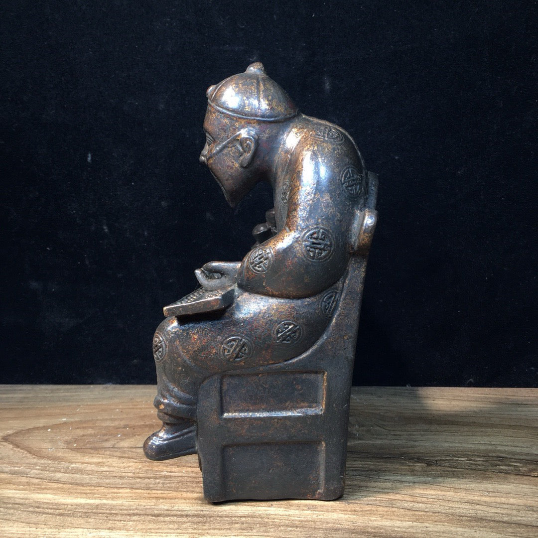 Chinese antique pure copper figure sculptures