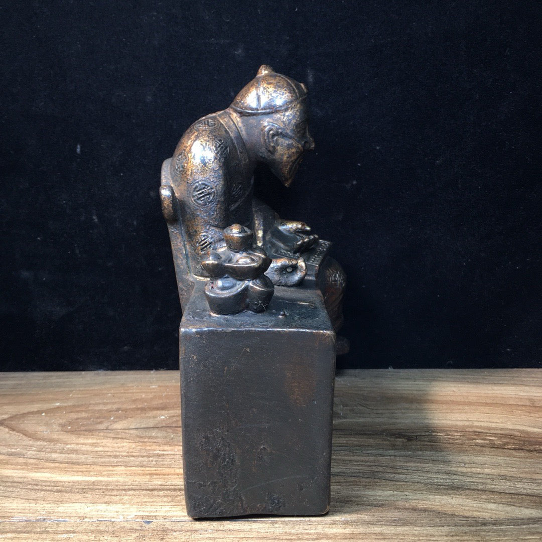 Chinese antique pure copper figure sculptures