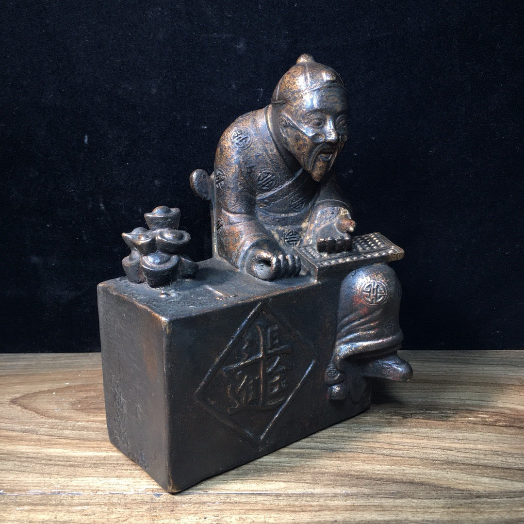Chinese antique pure copper figure sculptures