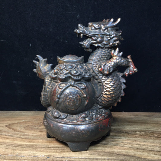 Chinese Antique Pure Copper Zhaocai Jinbaolong