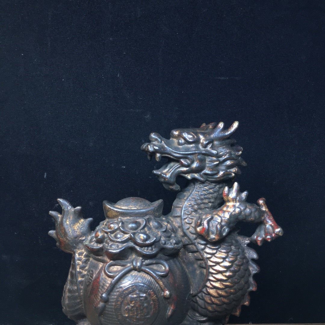 Chinese Antique Pure Copper Zhaocai Jinbaolong