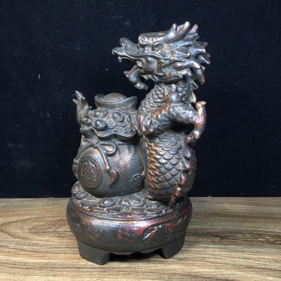 Chinese Antique Pure Copper Zhaocai Jinbaolong