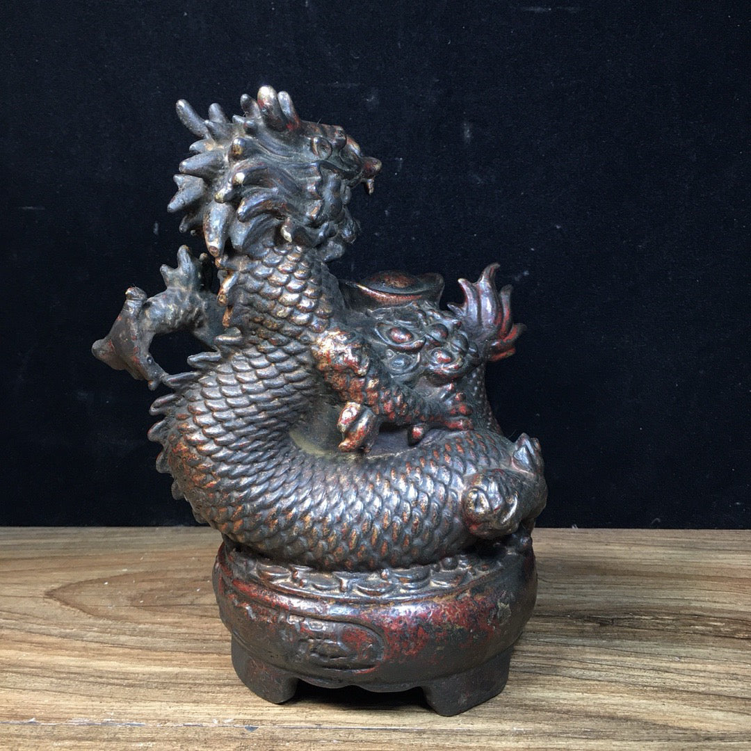 Chinese Antique Pure Copper Zhaocai Jinbaolong