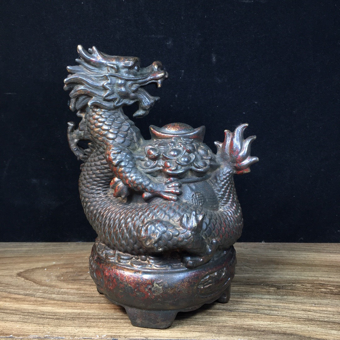 Chinese Antique Pure Copper Zhaocai Jinbaolong