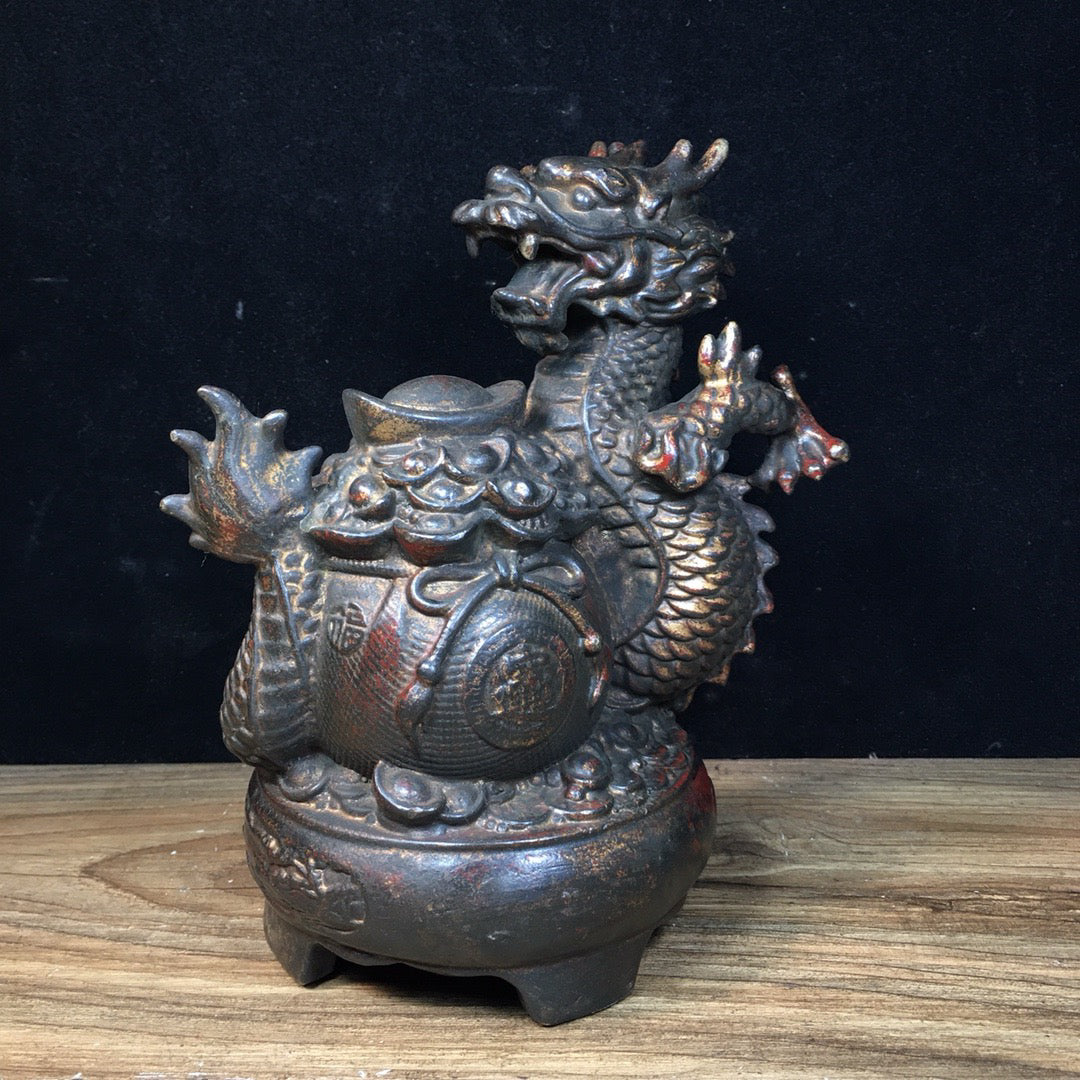 Chinese Antique Pure Copper Zhaocai Jinbaolong