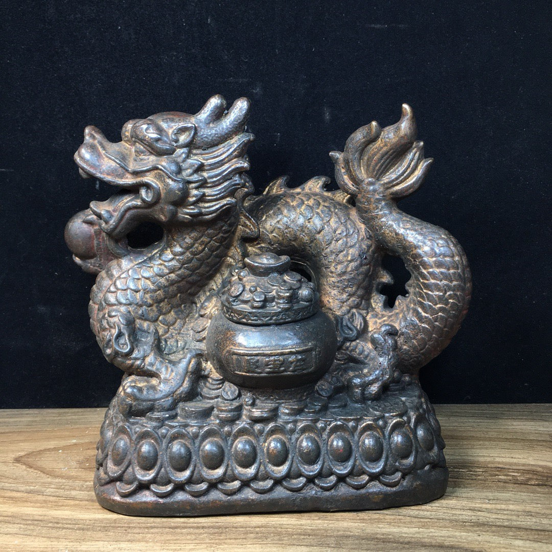 Chinese Antique Pure Copper Zhaocai Jinbaolong