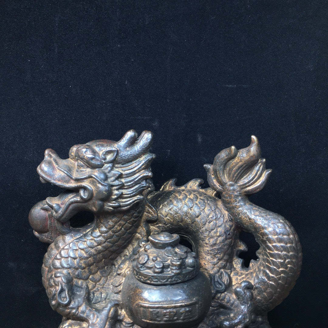Chinese Antique Pure Copper Zhaocai Jinbaolong