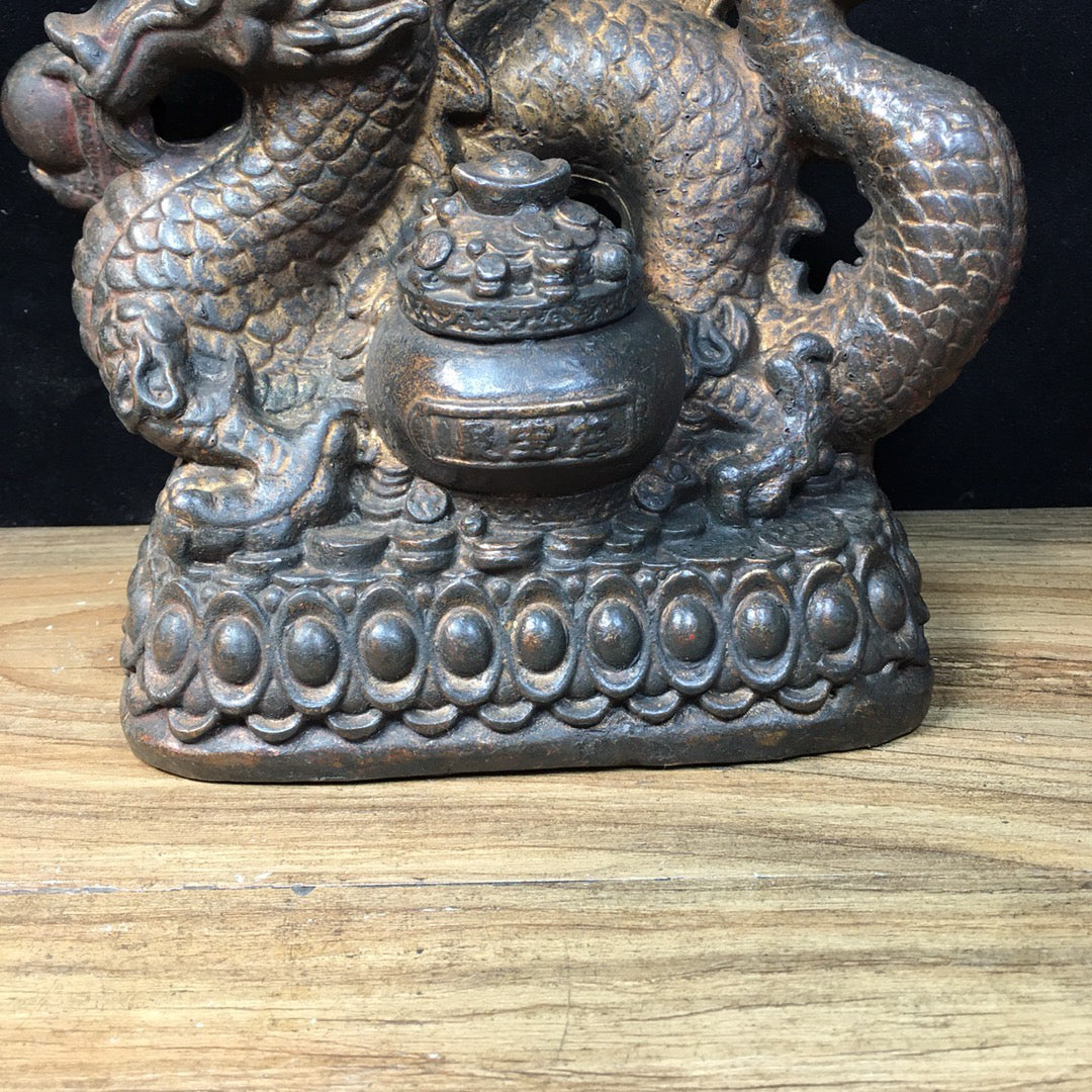 Chinese Antique Pure Copper Zhaocai Jinbaolong