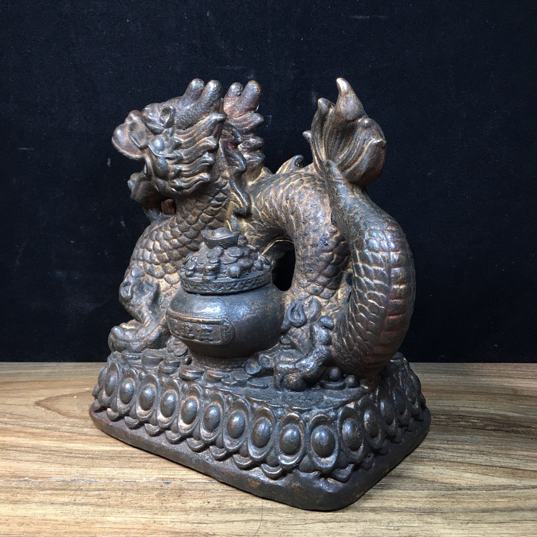 Chinese Antique Pure Copper Zhaocai Jinbaolong