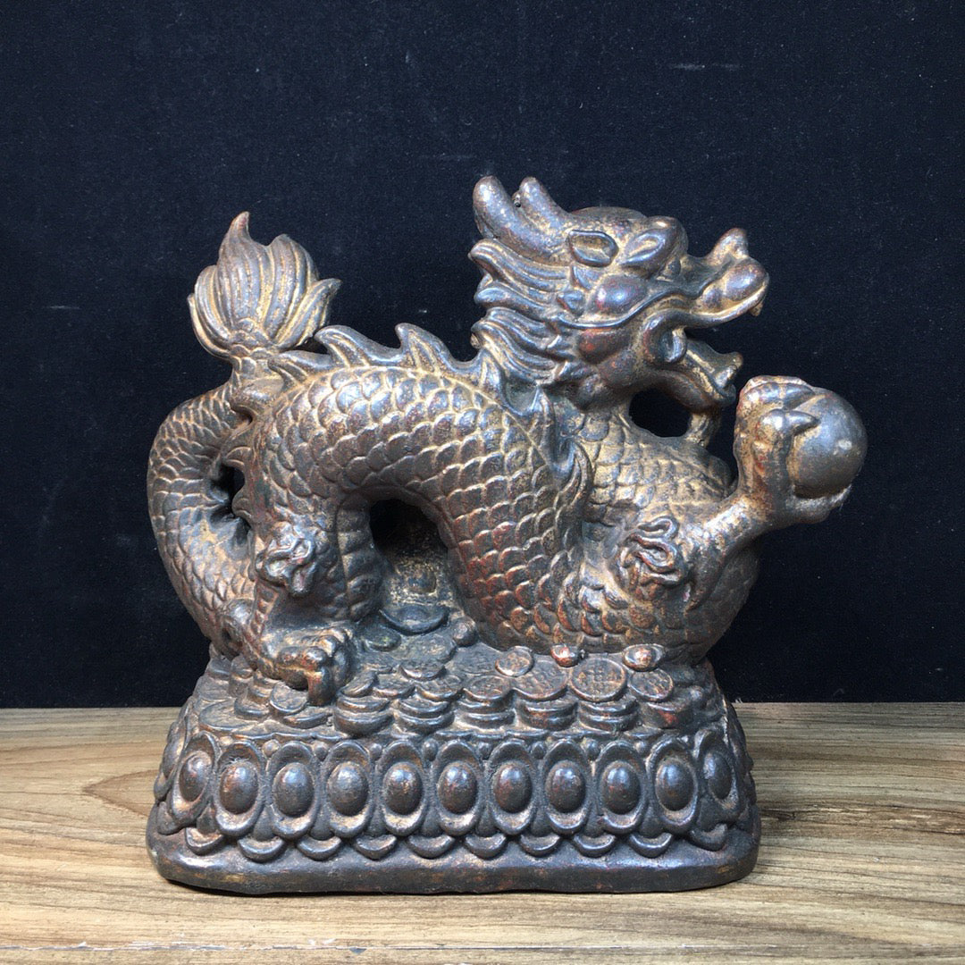 Chinese Antique Pure Copper Zhaocai Jinbaolong