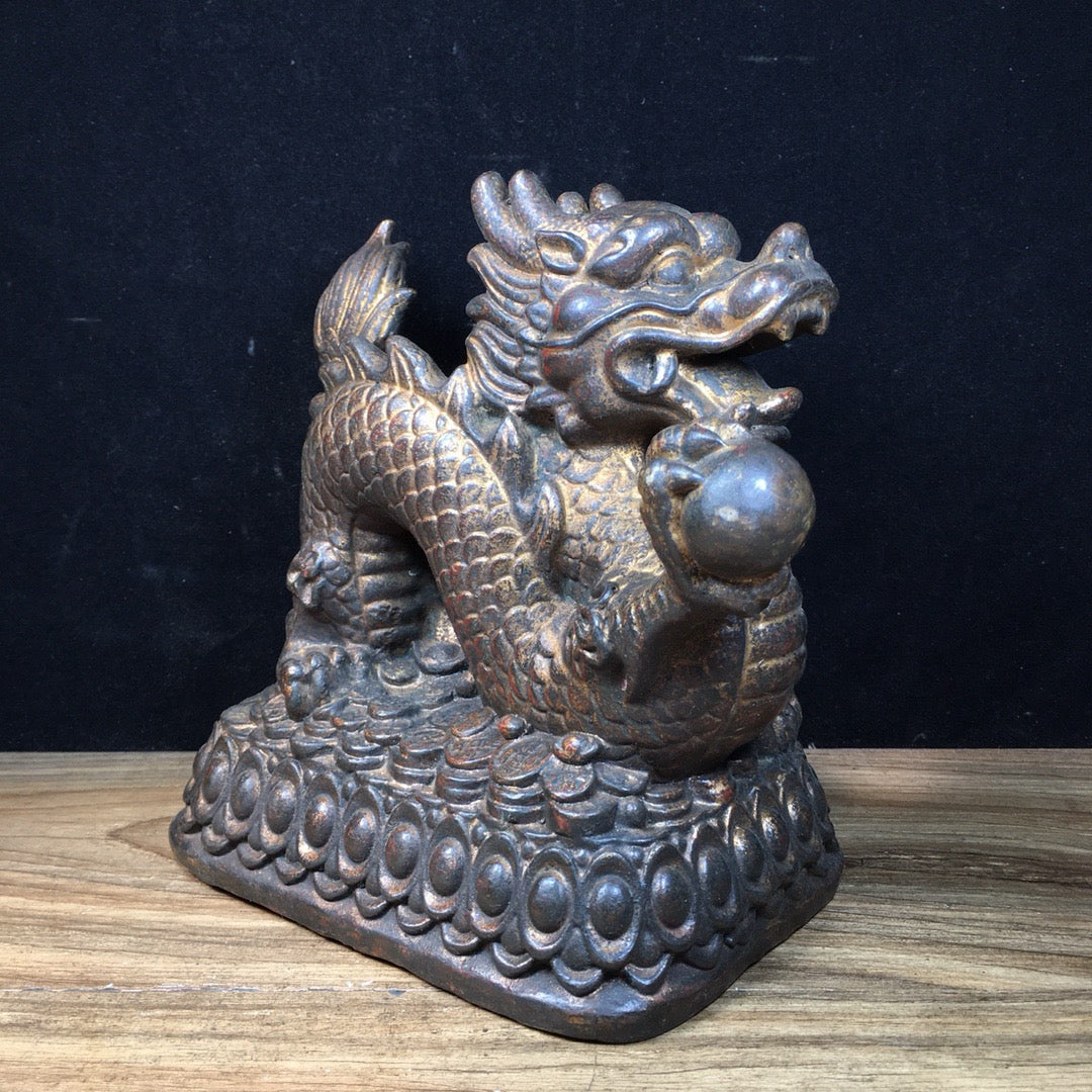 Chinese Antique Pure Copper Zhaocai Jinbaolong