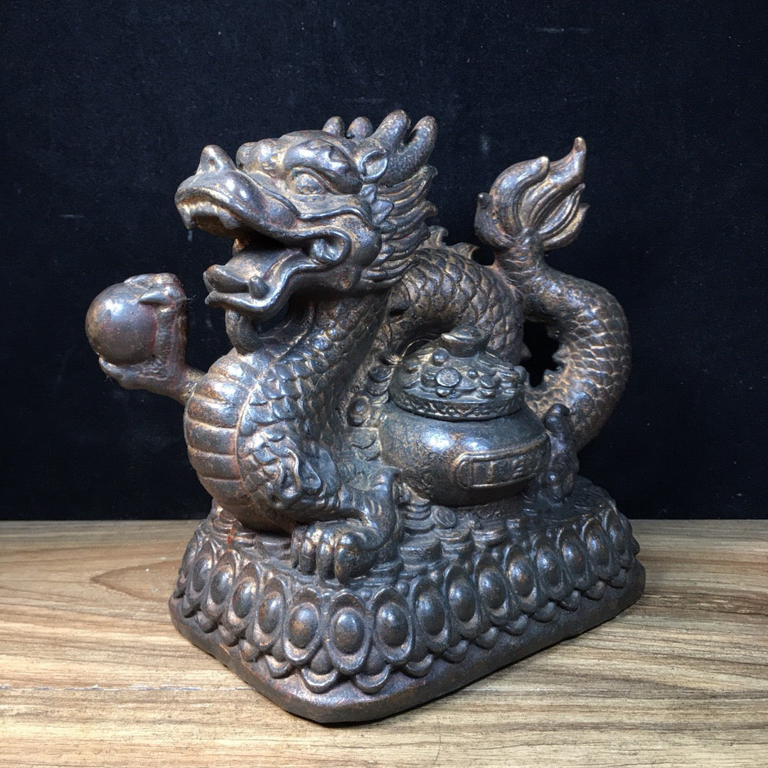 Chinese Antique Pure Copper Zhaocai Jinbaolong