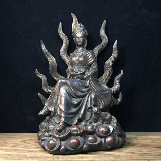 Chinese antique pure copper nine tailed fox