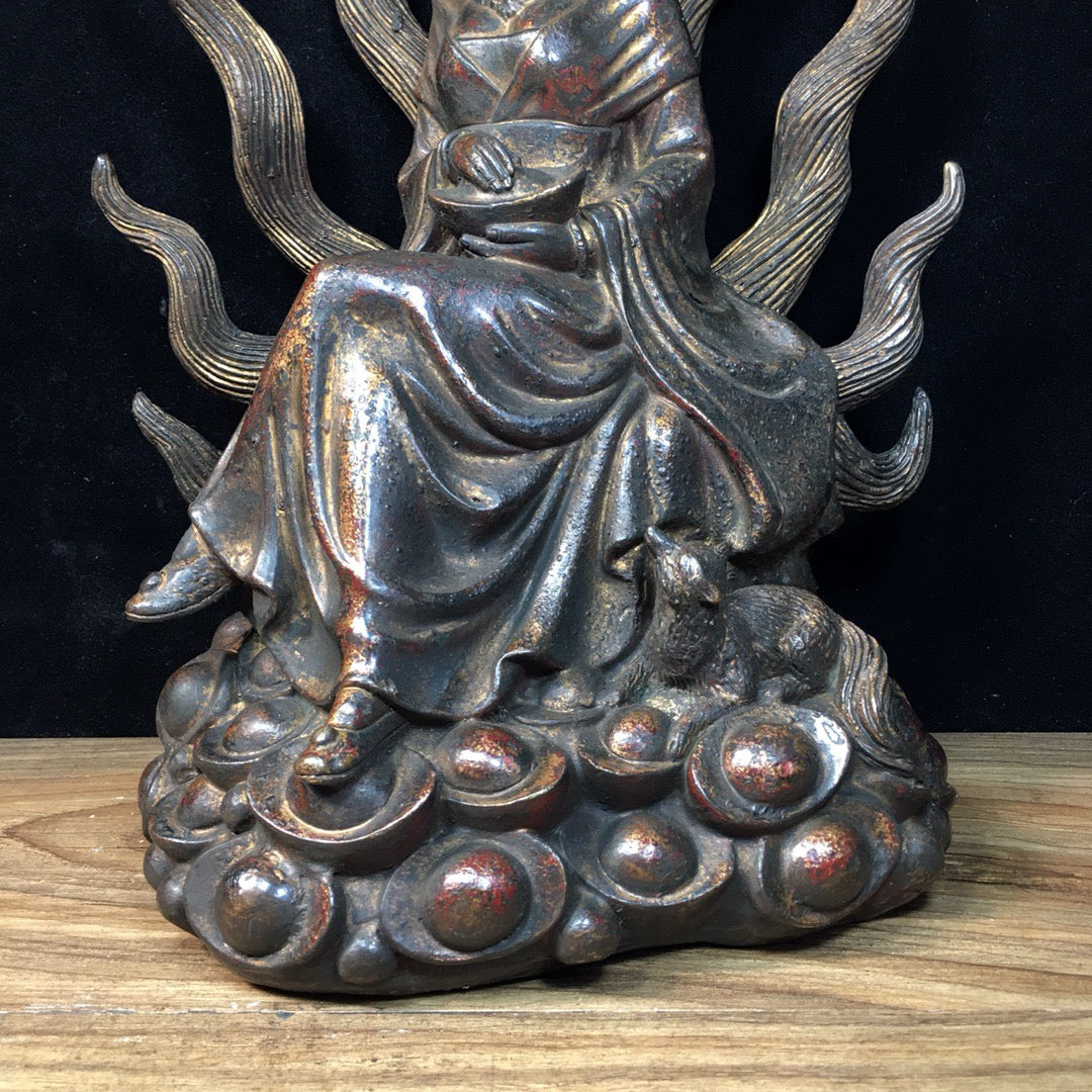 Chinese antique pure copper nine tailed fox
