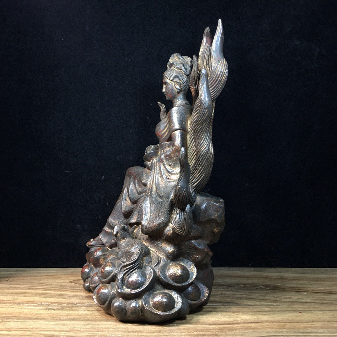 Chinese antique pure copper nine tailed fox