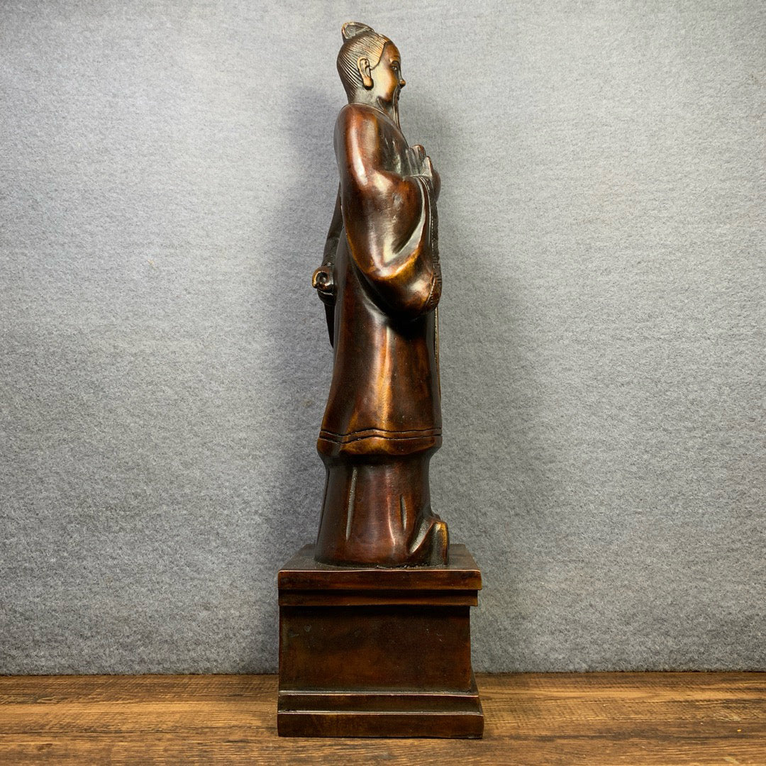 Chinese antique pure copper figure sculptures