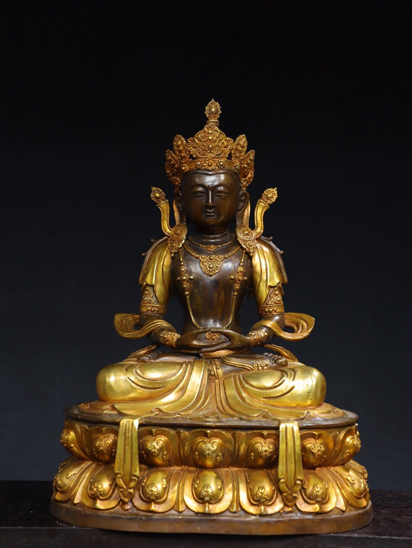 Chinese antique pure copper [Longevity Buddha] Buddha statue