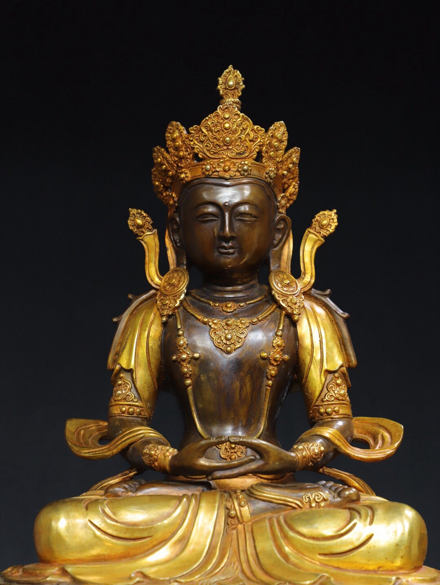 Chinese antique pure copper [Longevity Buddha] Buddha statue