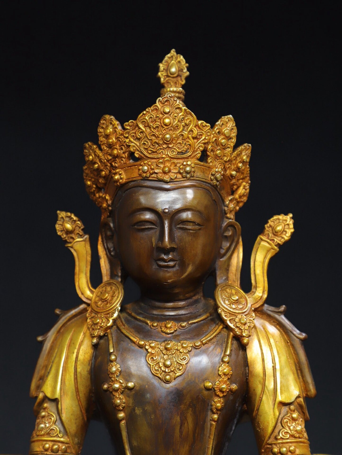 Chinese antique pure copper [Longevity Buddha] Buddha statue