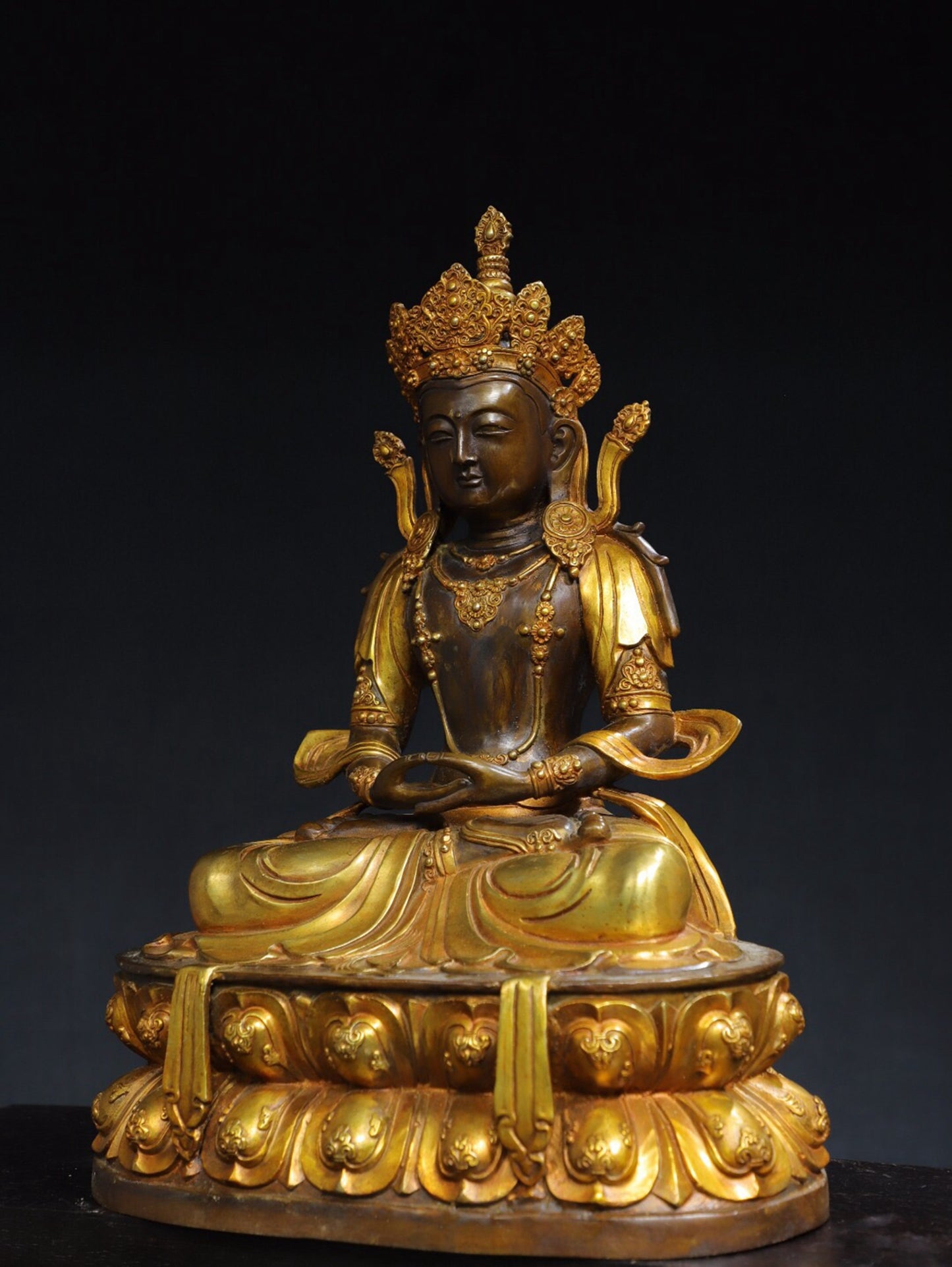 Chinese antique pure copper [Longevity Buddha] Buddha statue