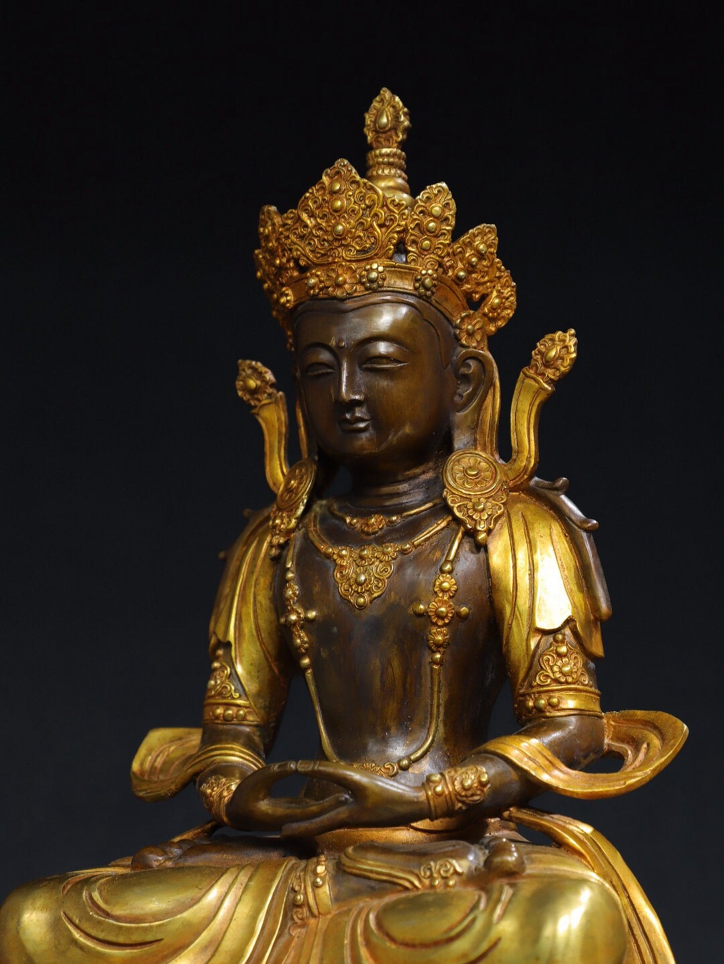 Chinese antique pure copper [Longevity Buddha] Buddha statue